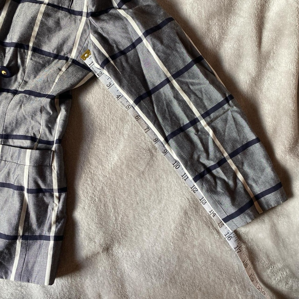 Casual Corner Blue and White Checkered Blazer - Picture 6 of 8